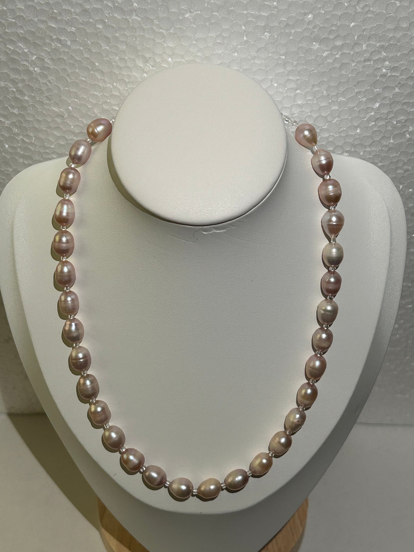 Handcrafted Pearl Necklace Set, Matching Earrings-Colour Pink Pearl